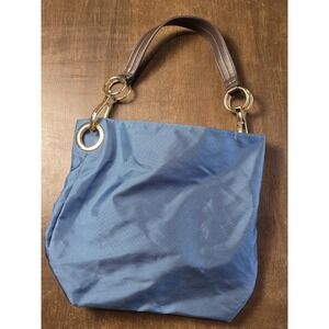 JPK PARIS 75 HOBO BUCKET SHOULDER BAG NYLON LEATHER STRAP Blue